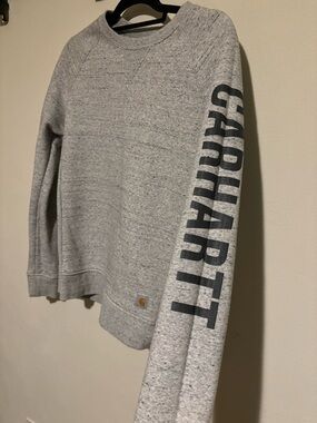 Carhartt Gray Crewneck Sweatshirt with Black Sleeve Logo